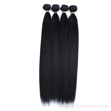 Mixed Synthetic 4X4 Lace Closure Yaky Wave Human Extensions Yaki Hair Weave